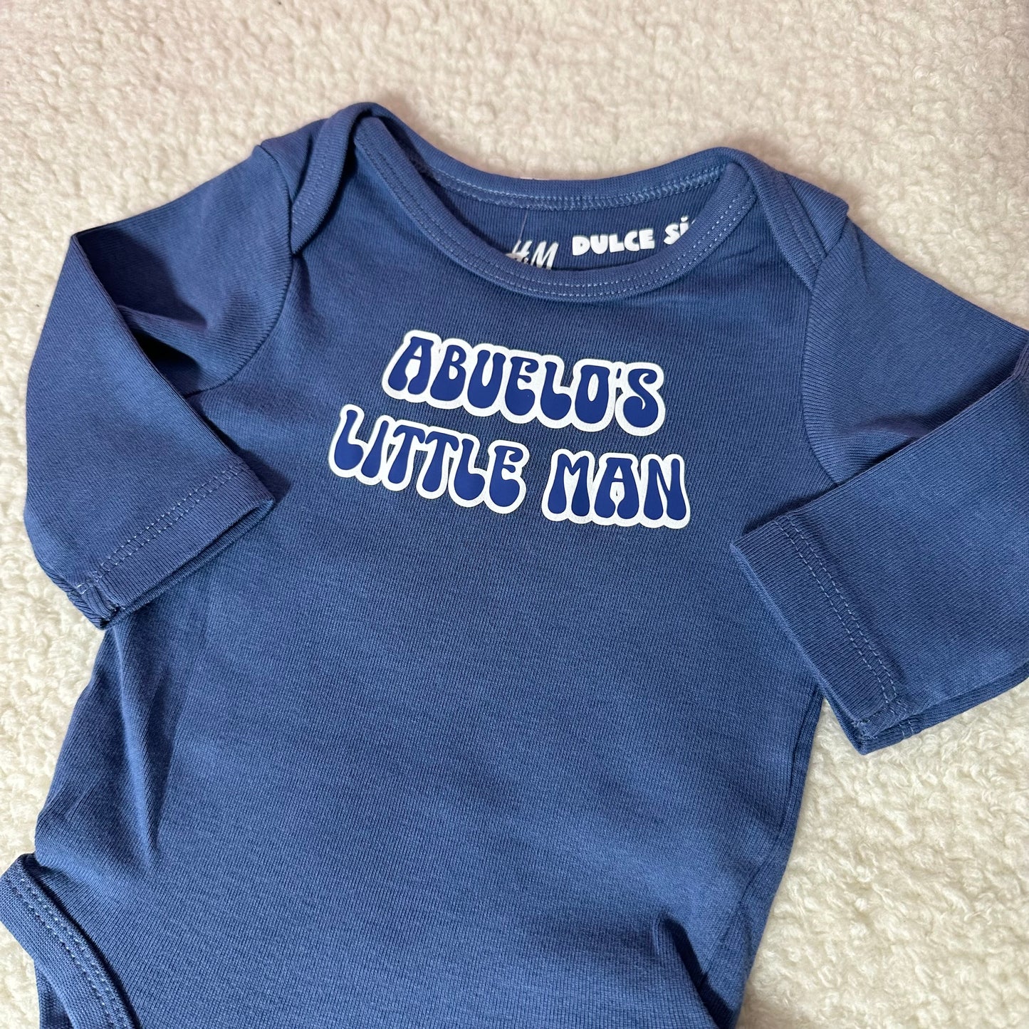 Abuelo’s little man baby onesie long sleeve