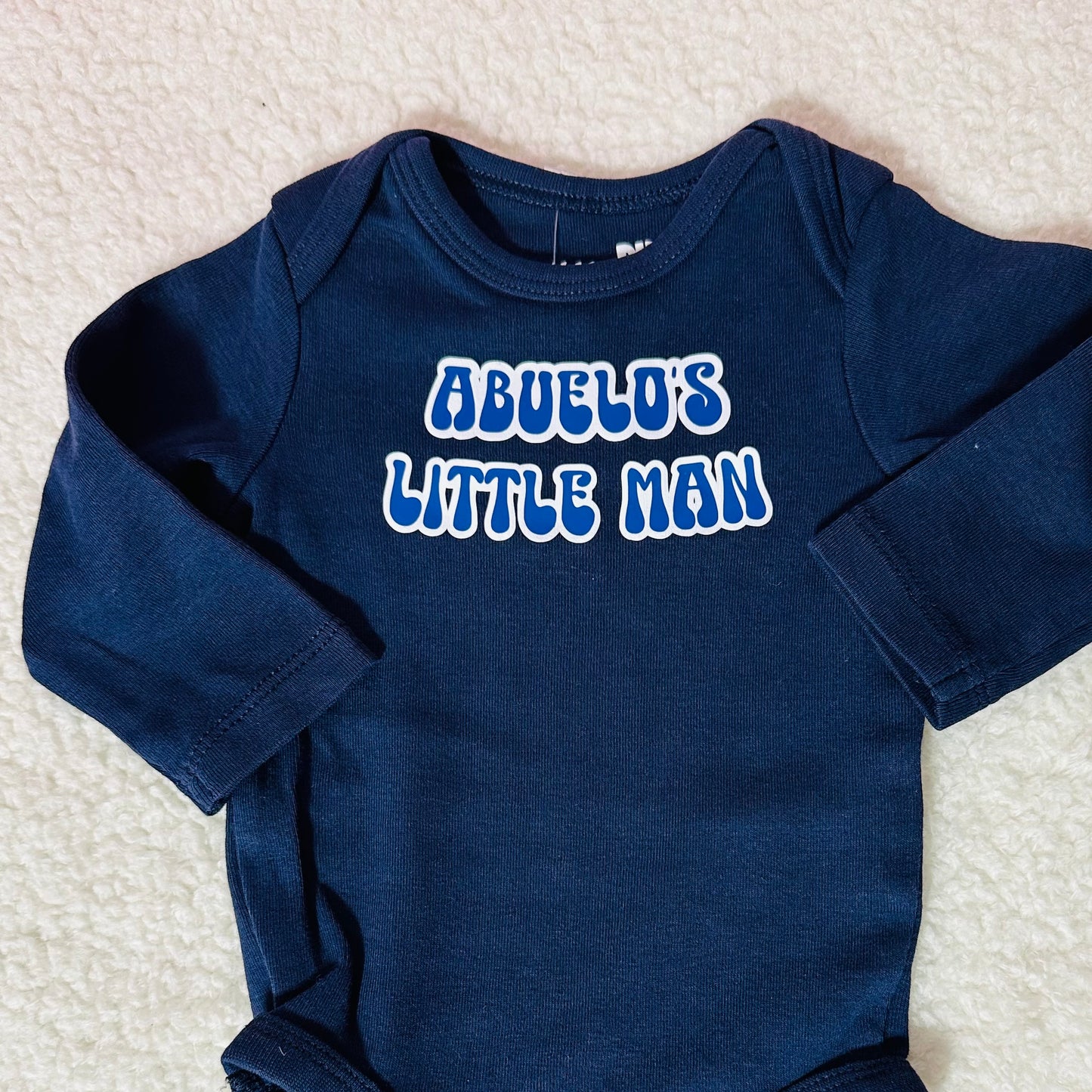 Abuelo’s little man baby onesie long sleeve