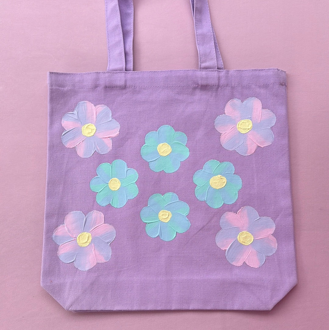 Hand painted Spring Flowers Thick Tote bags