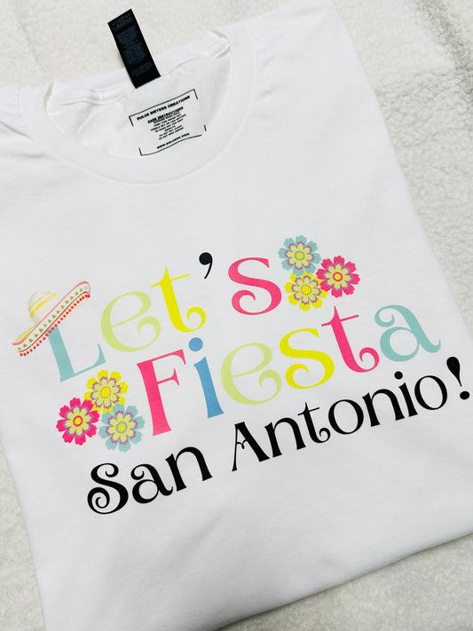 Let’s Fiesta San Antonio! Adult Crew neck Tee