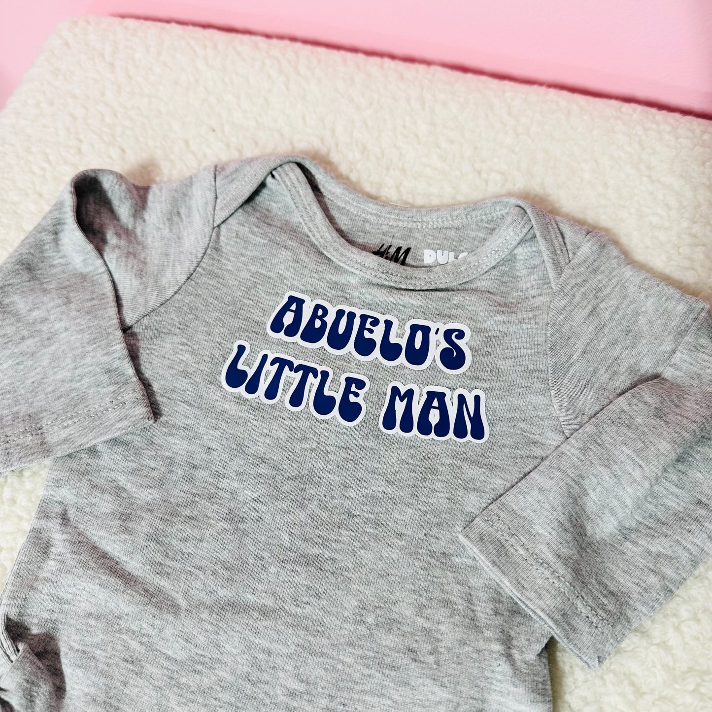 Abuelo’s little man baby onesie long sleeve