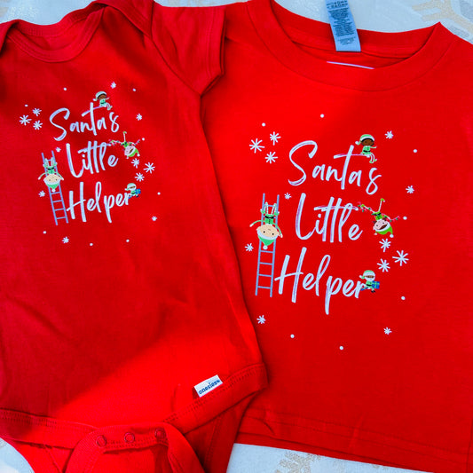 Santa’s little helper Red Baby Onesie