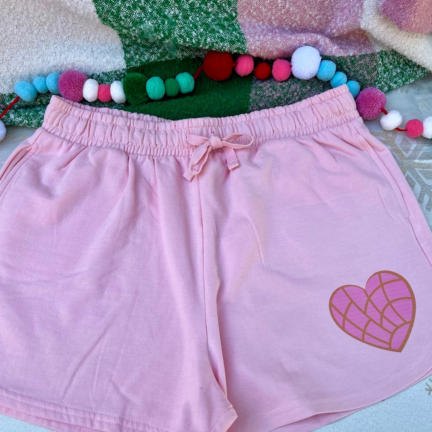 Women’s pink Jogger Shorts with a Heart Concha