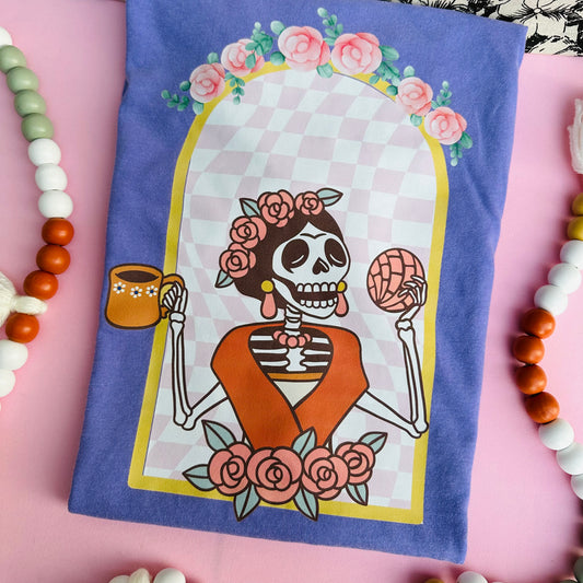 Skeleton with Concha Violet T-Shirt