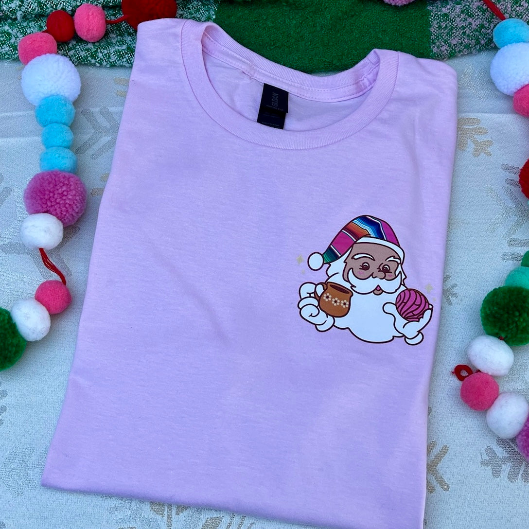 Santa holding a Concha Pink Adult T-Shirt