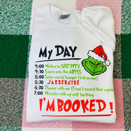 Grinch Schedule Adult White Sweatshirt