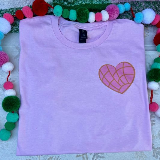 Pocket Heart Concha Pink Adult T-Shirt