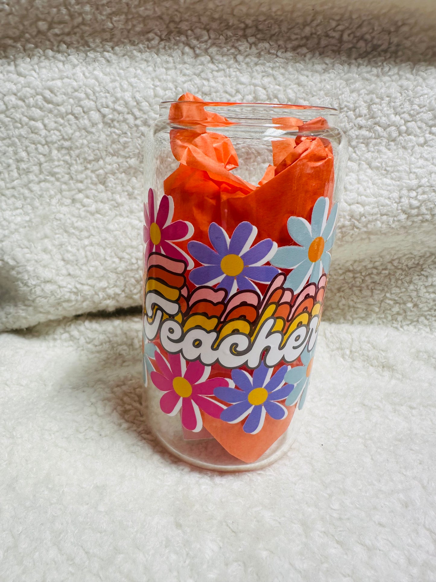 Retro Teacher Glass Cup