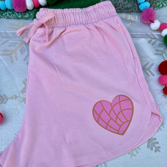 Women’s pink Jogger Shorts with a Heart Concha