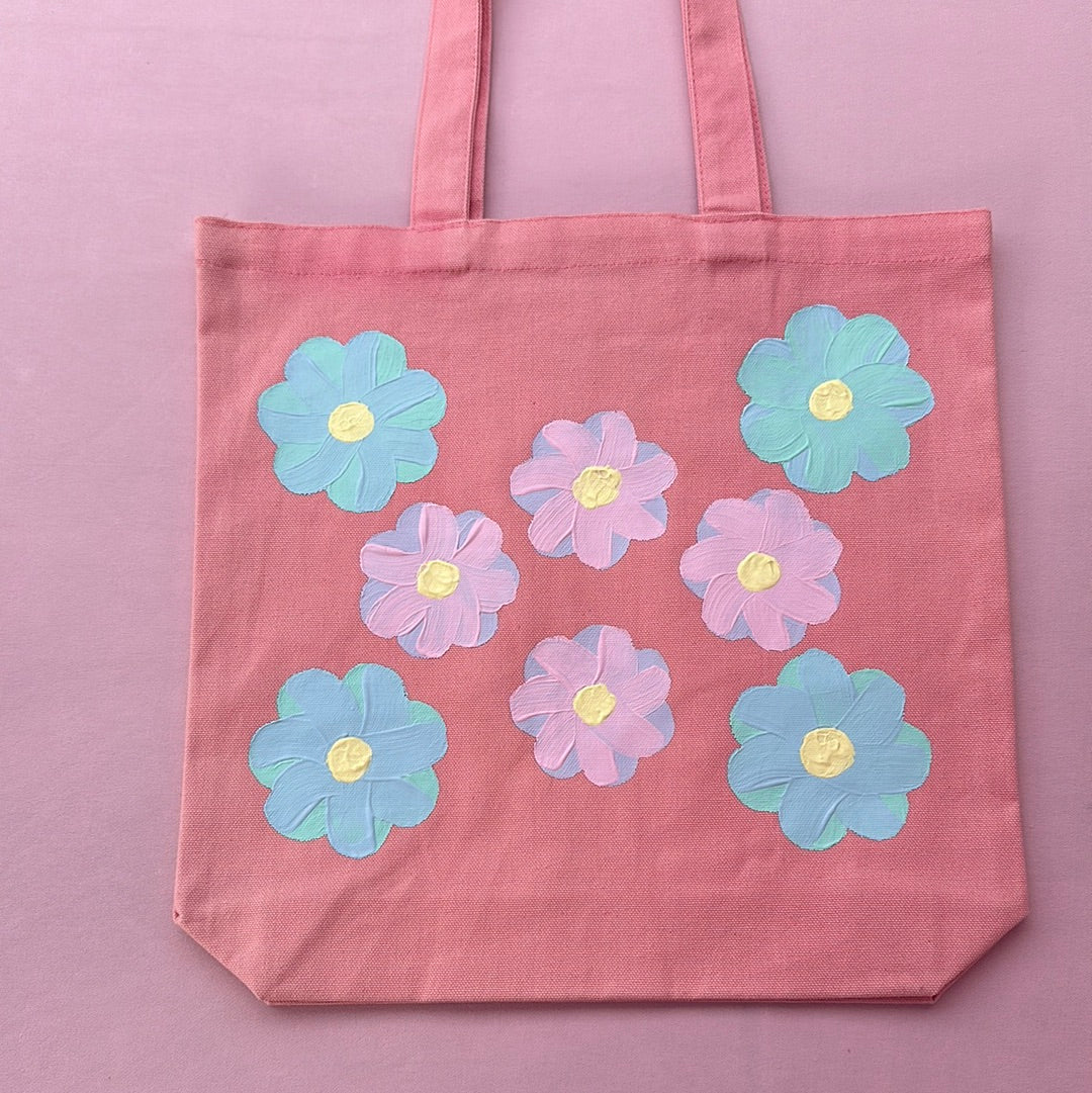 Hand painted Spring Flowers Thick Tote bags