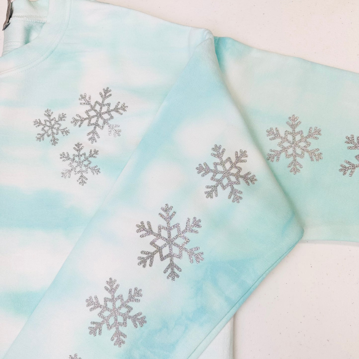 Snowflake Tie-Dye Sliver glitter snowflake Adult Sweatshirt