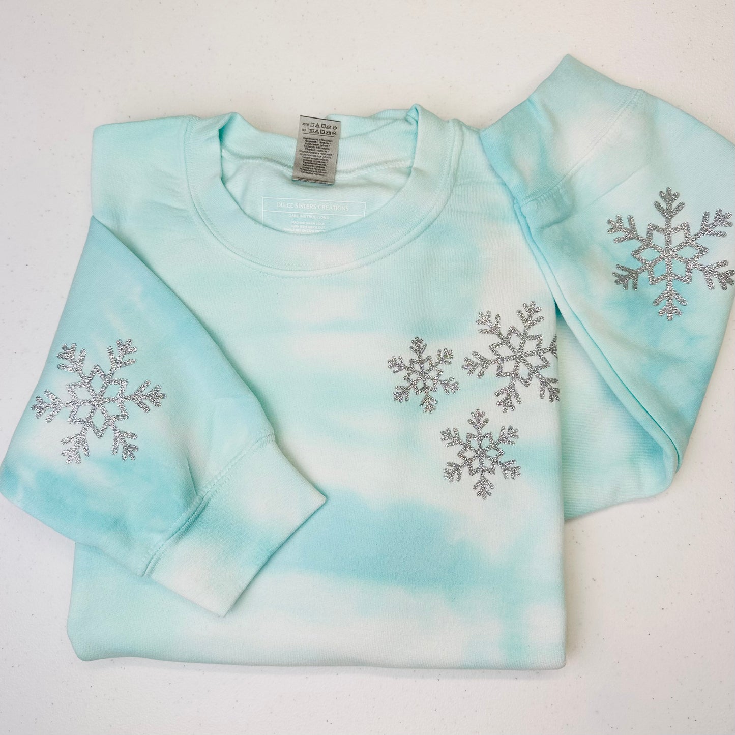 Snowflake Tie-Dye Sliver glitter snowflake Adult Sweatshirt