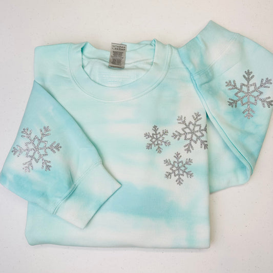 Snowflake Tie-Dye Sliver glitter snowflake Adult Sweatshirt