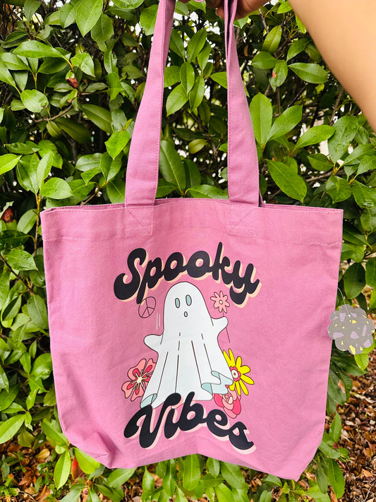 Spooky vibes Large Pocket Tote bag