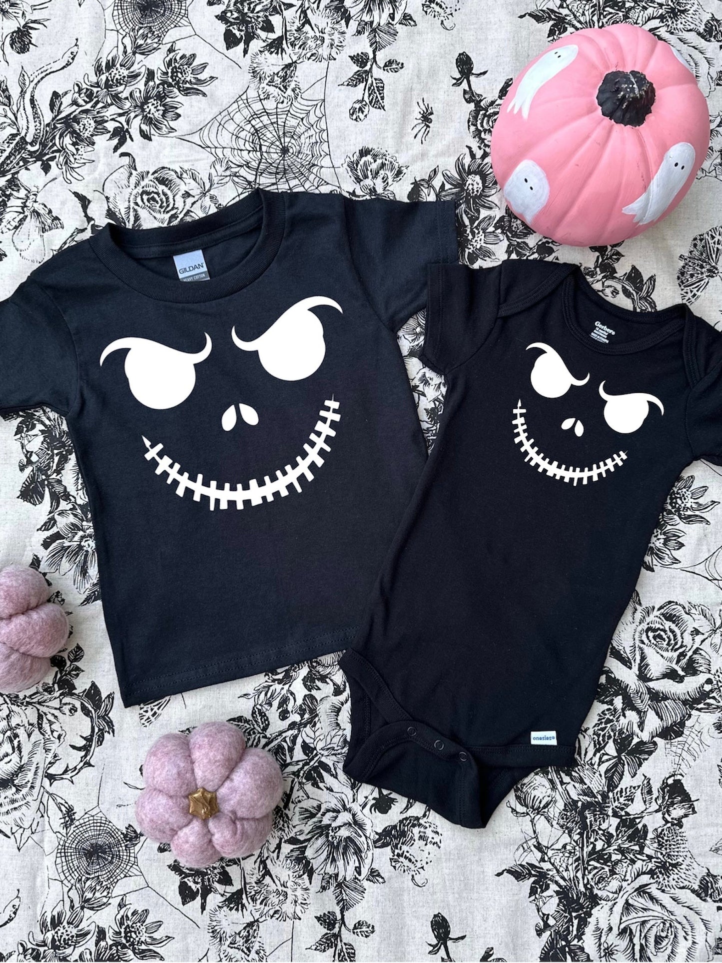 Jack the Skellington Face Glow in Dark Baby Onesie