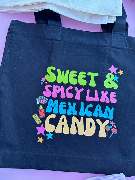 Sweet & spicy like Mexican candy Retro Large Pocket Tote bag