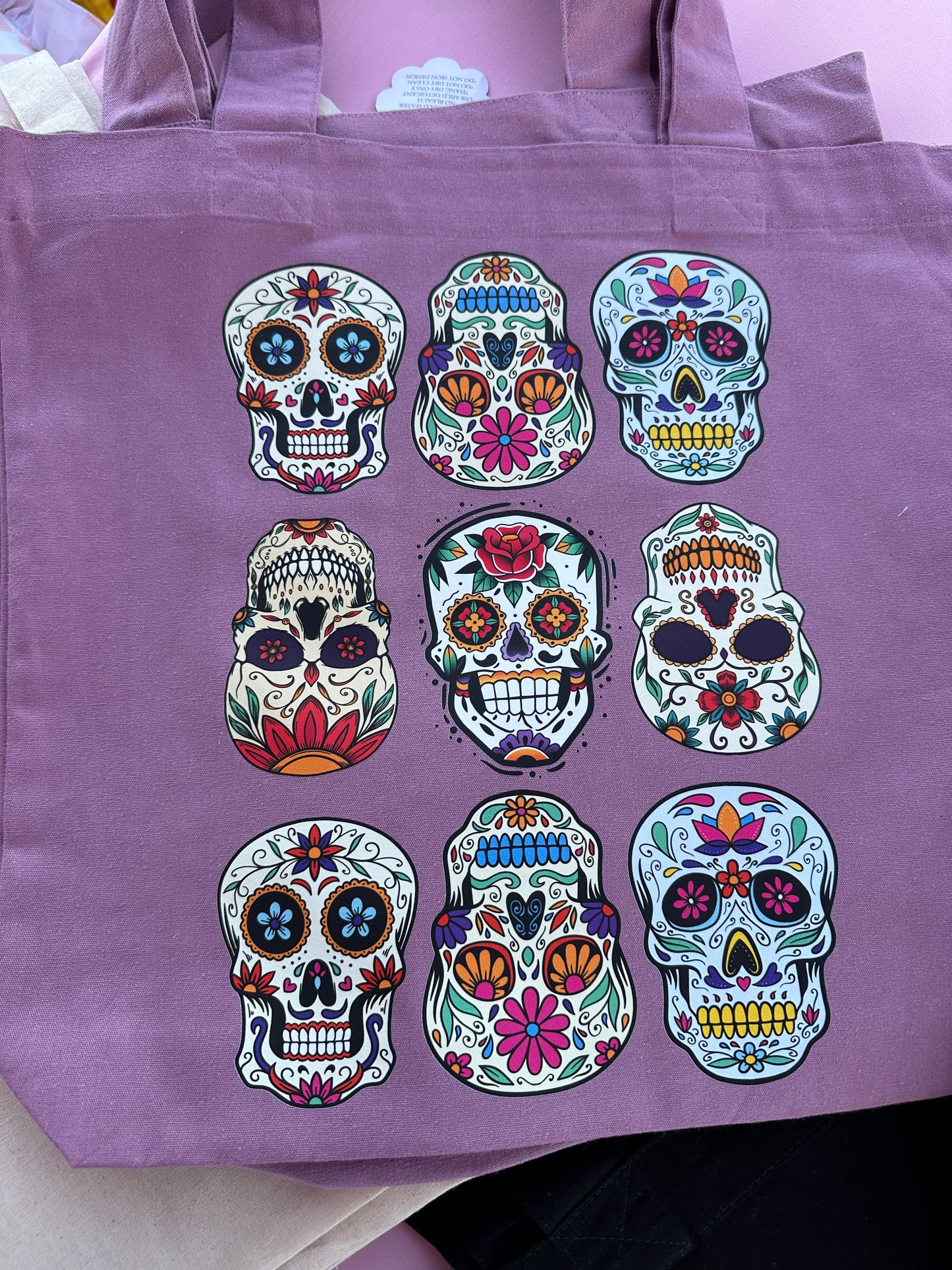 Sugar Skull Large Pocket Tote bag