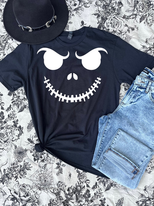 Jack Skellington Face Adult Graphic Tee Glow in Dark