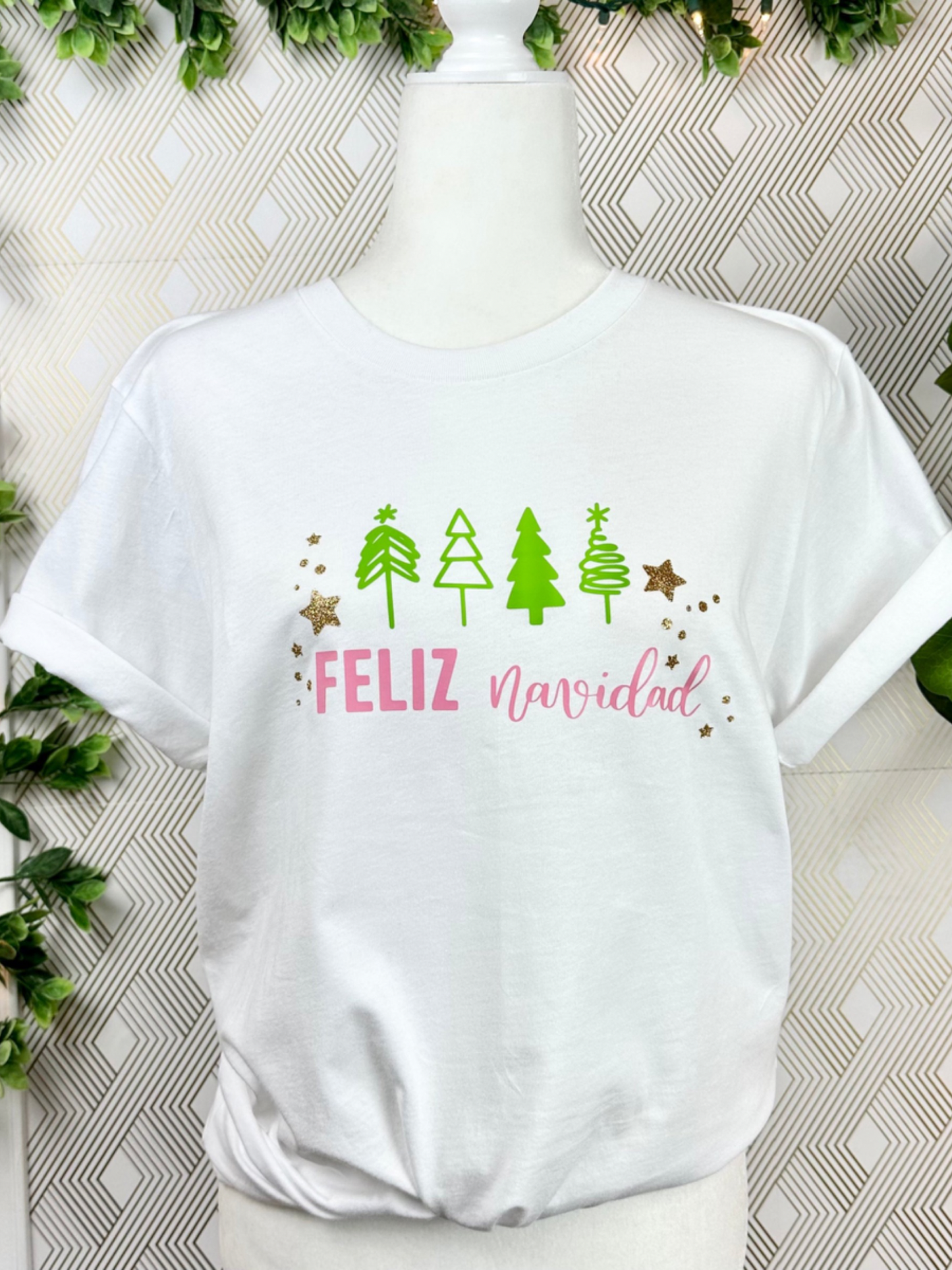 Feliz Navidad Adult White Graphic Tee