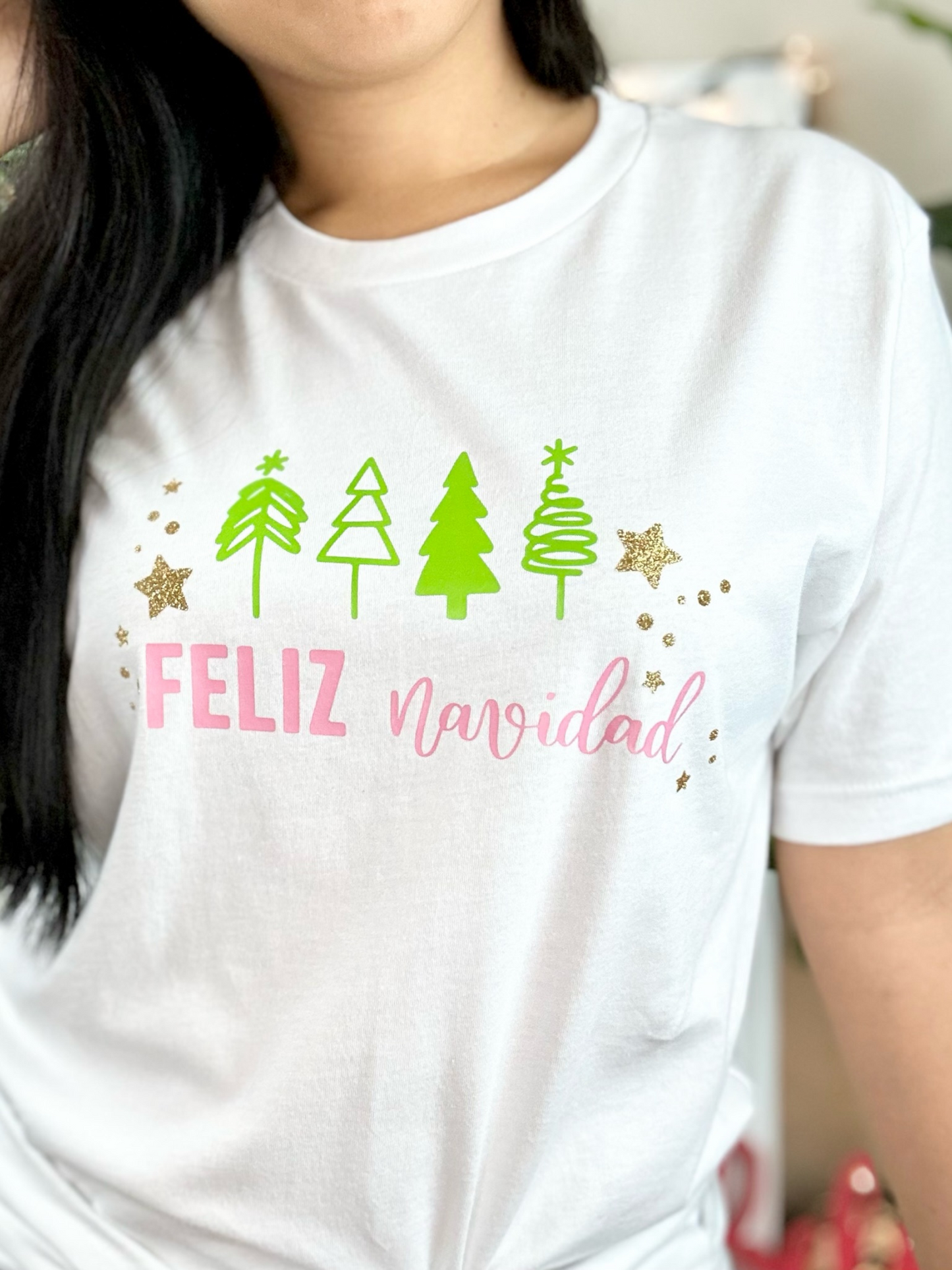 Feliz Navidad Adult White Graphic Tee