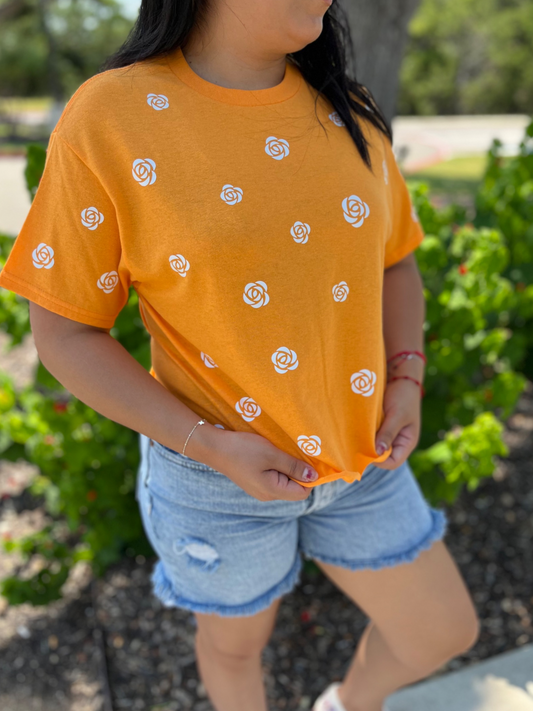 Roses All Over Mid Crop Top Tee