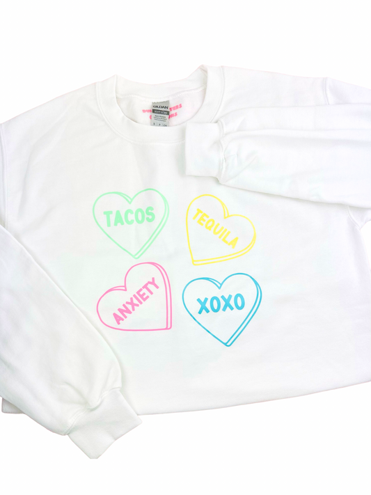 Tacos, Tequila, Heart Candy Sweatshirt